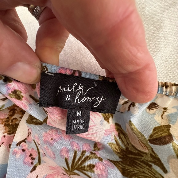 Floral Blue and Pink Women's Top - Picture 7 of 8